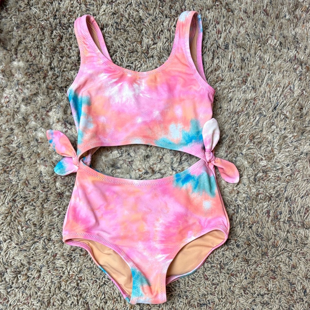 Crewcuts Pink Orange Blue Tie-Dye One-Piece Swimsuit